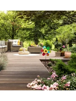 relaxdays Gartendekoration<2x Windrad in Bunt - (B)37,5 x (H)74,5 x (T)14 cm