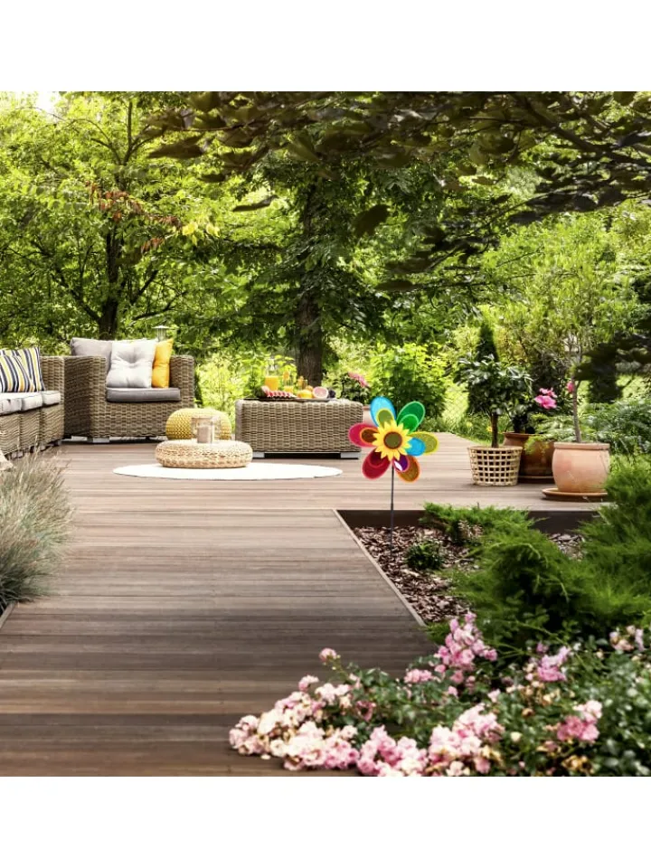 relaxdays Gartendekoration<2x Windrad in Bunt - (B)37,5 x (H)74,5 x (T)14 cm