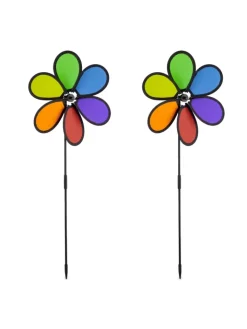relaxdays Gartendekoration<2x Windrad in Bunt - (B)27 x (H)66 x (T)7 cm