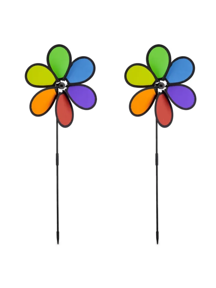 relaxdays Gartendekoration<2x Windrad in Bunt - (B)27 x (H)66 x (T)7 cm