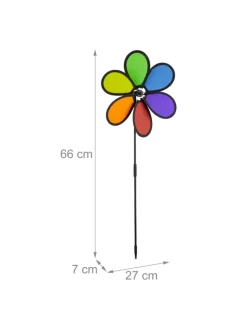 relaxdays Gartendekoration<2x Windrad in Bunt - (B)27 x (H)66 x (T)7 cm