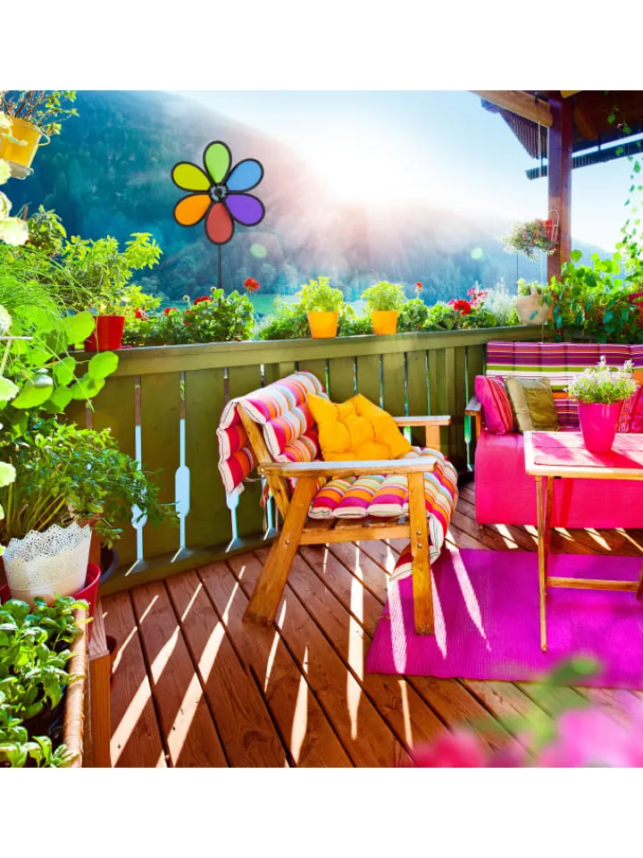 relaxdays Gartendekoration<2x Windrad in Bunt - (B)27 x (H)66 x (T)7 cm