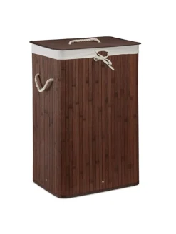 relaxdays Wäschekörbe & -Ständer<2x Wäschekorb in Braun/ Weiß - Je 83 l