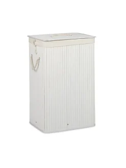 relaxdays Wäschekörbe & -Ständer<2x Wäschekorb in Natur/ Weiß - Je 83 l