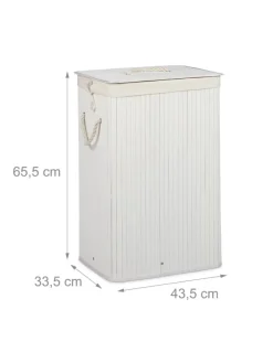 relaxdays Wäschekörbe & -Ständer<2x Wäschekorb in Natur/ Weiß - Je 83 l