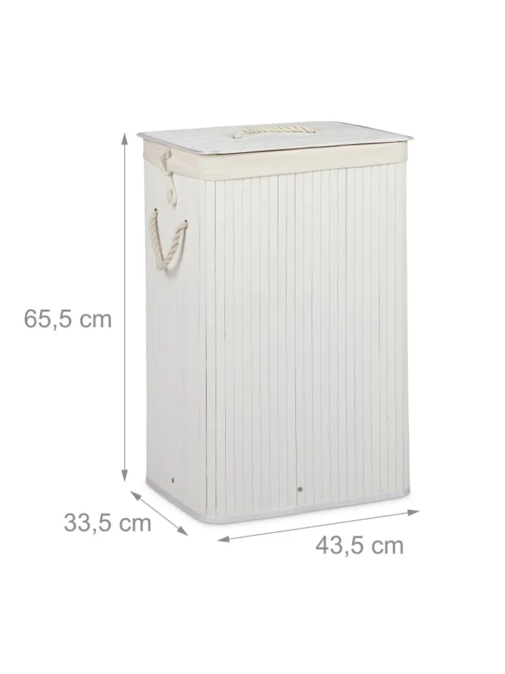 relaxdays Wäschekörbe & -Ständer<2x Wäschekorb in Natur/ Weiß - Je 83 l