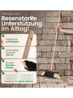 Novaliv Putz- & Waschutensilien<2X Zimmerbesen mit Stiel ROSSHAAR Mischung Besen weiche Borsten Schran in Braun