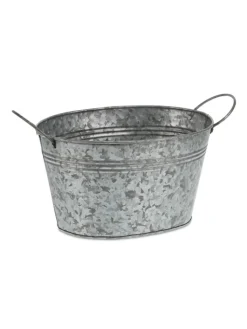 relaxdays Dekoschalen<4x Zinkwanne in Silber - 4 l