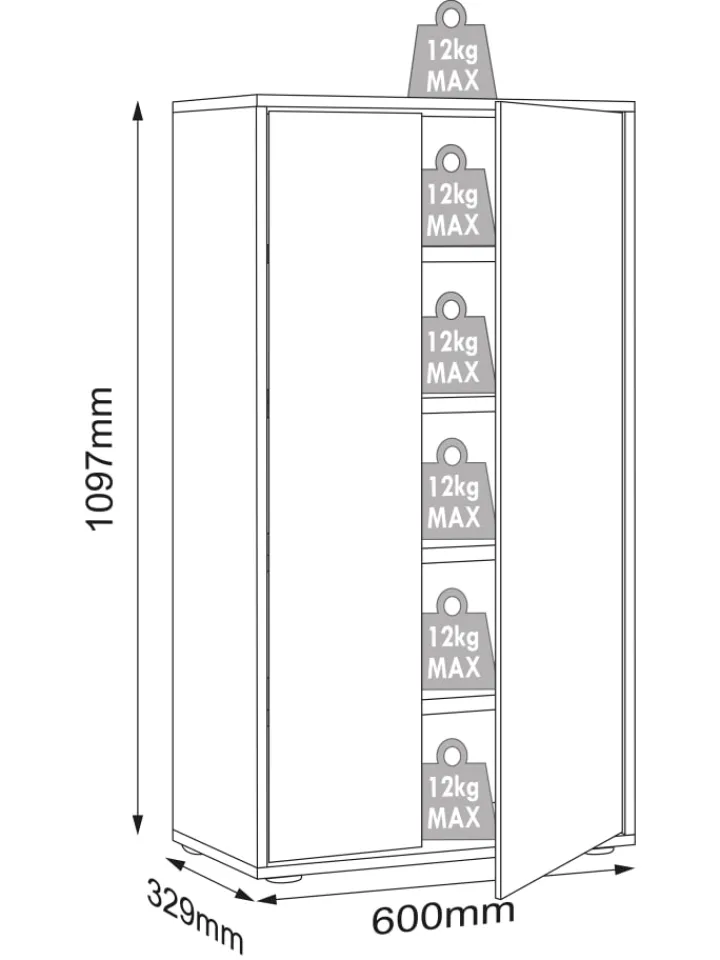 VCM Regale & Schränke<XL Holz Großer Schuhschrank Schuhkommode Salia B60 in Anthrazit