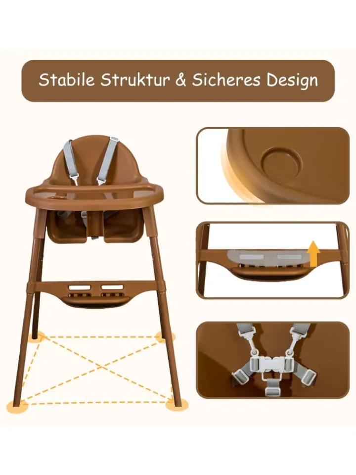 Yalion Babymöbel<Hochstuhl für Babys, höhenverstellbar, abnehmbares Tablett