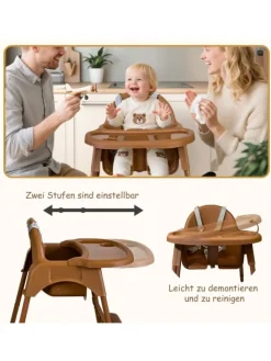 Yalion Babymöbel<Hochstuhl für Babys, höhenverstellbar, abnehmbares Tablett