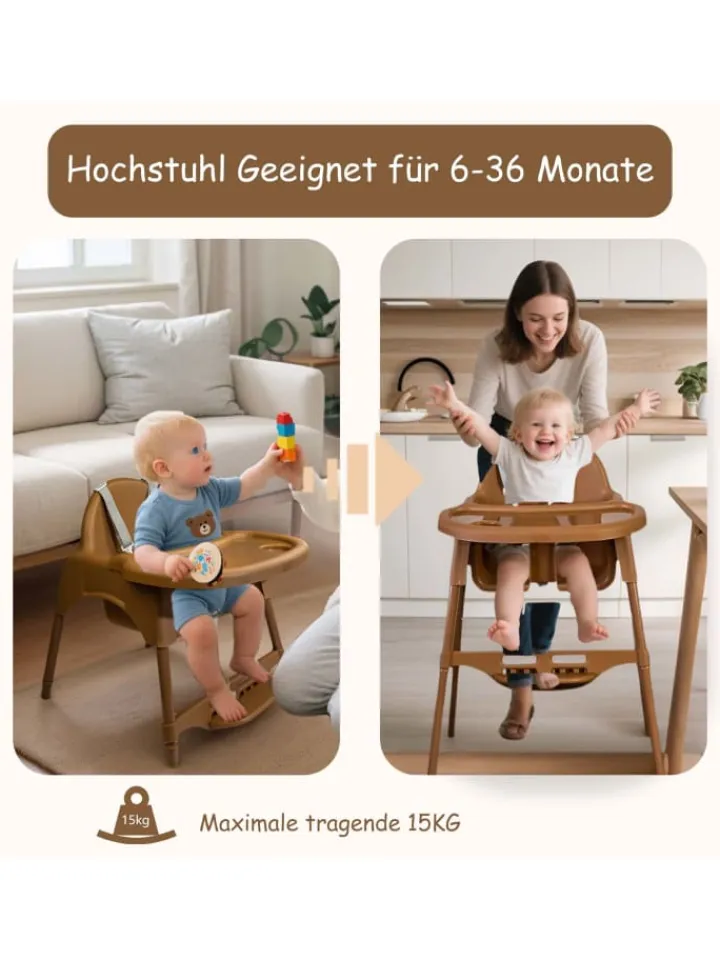 Yalion Babymöbel<Hochstuhl für Babys, höhenverstellbar, abnehmbares Tablett