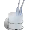 Wenko Badaccessoires<Zahnputzbecher in Silber/ Weiß - (B)7,5 x (H)10 x (T)9 cm