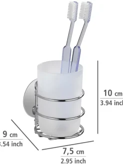 Wenko Badaccessoires<Zahnputzbecher in Silber/ Weiß - (B)7,5 x (H)10 x (T)9 cm