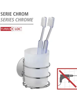 Wenko Badaccessoires<Zahnputzbecher in Silber/ Weiß - (B)7,5 x (H)10 x (T)9 cm