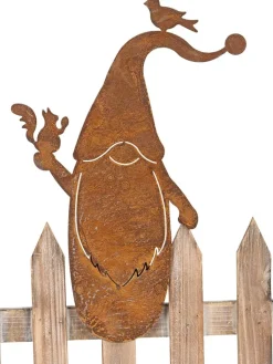 POSIWIO Gartendekoration<Zaunfigur "Wichtel" in Hellbraun - (B)22,5 x (H)33,5 cm