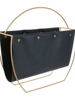 Rétro Chic Kisten & Körbe<Zeitschriftenhalter in Schwarz/ Gold - (B)41 x (H)40 x (T)13 cm