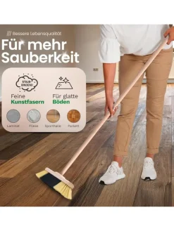 Novaliv Putz- & Waschutensilien<Zimmerbesen mit Stiel FEINE KUNSTBORSTEN Besen weiche Borsten dicht be in Braun