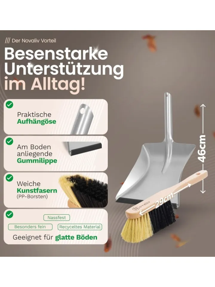 Novaliv Putz- & Waschutensilien<Zimmerbesen mit Stiel FEINE KUNSTBORSTEN Besen weiche Borsten Schrankb in Braun