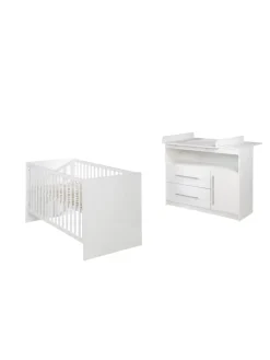 roba Möbel-Sets<Zimmerset Maren Weiß 2-tlg. mit Kinderbett & Wickelkommode