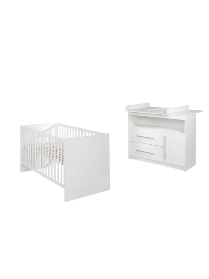 roba Möbel-Sets<Zimmerset Maren Weiß 2-tlg. mit Kinderbett & Wickelkommode