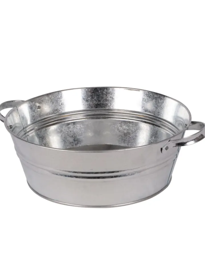 UNUS Gartendekoration<Zinkwanne 12 Liter mit Griffen in Silber