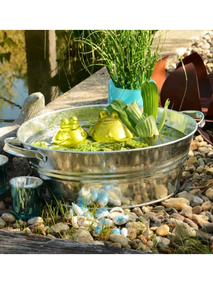 UNUS Gartendekoration<Zinkwanne 12 Liter mit Griffen in Silber