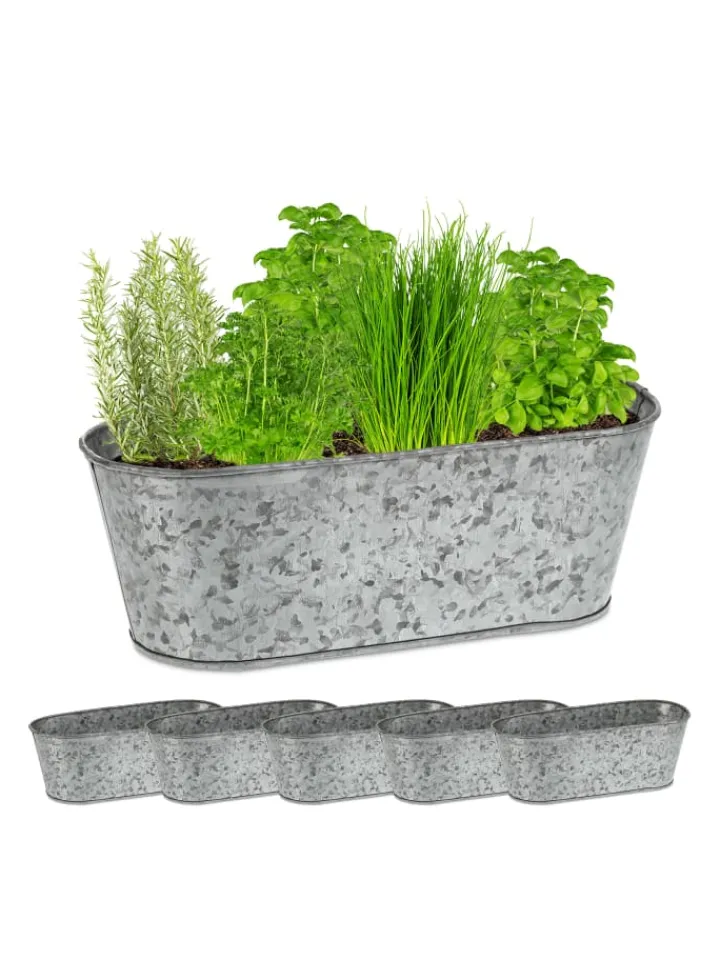 relaxdays Dekoschalen<Zinkwanne 6er Set in Silber