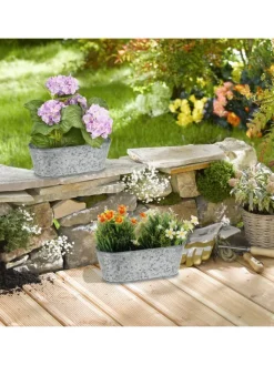 relaxdays Dekoschalen<Zinkwanne 6er Set in Silber