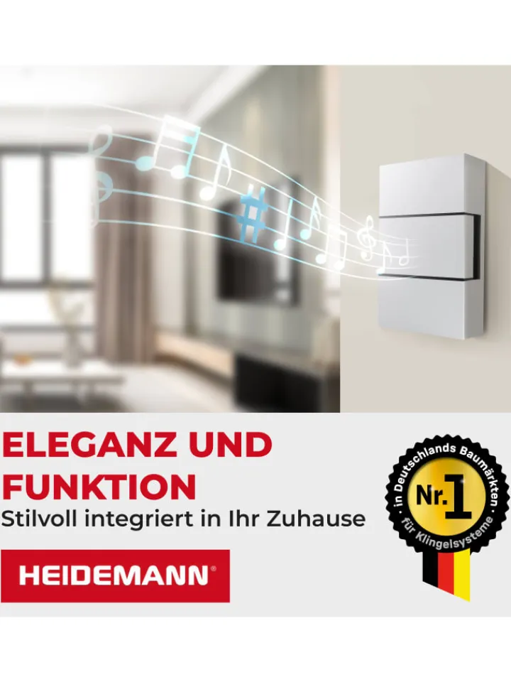 Heidemann Smarthome & Wetterstationen<Zweiklang-Gong Ibis 8V reinweiß 82 dB Funkklingel