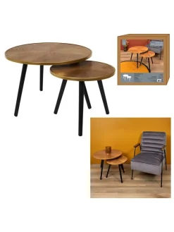 Rétro Chic Tische<Zweisatztische "Felix" in Braun